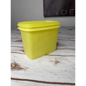 Tupperware VTG Yellow Plastic Storage Container with Lid